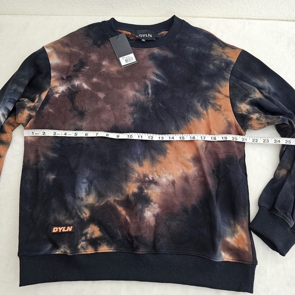 DYLN Mercy Tie Dye Thermal Pullover Sweatshirt Chocolate Navy XS - Picture 4 of 6